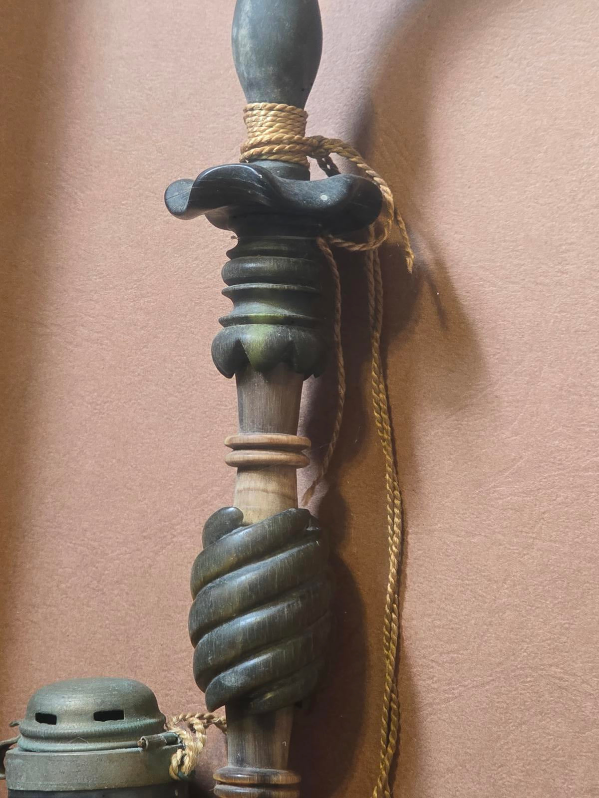 Framed Antique German or Bavarian Hunter's Pipe