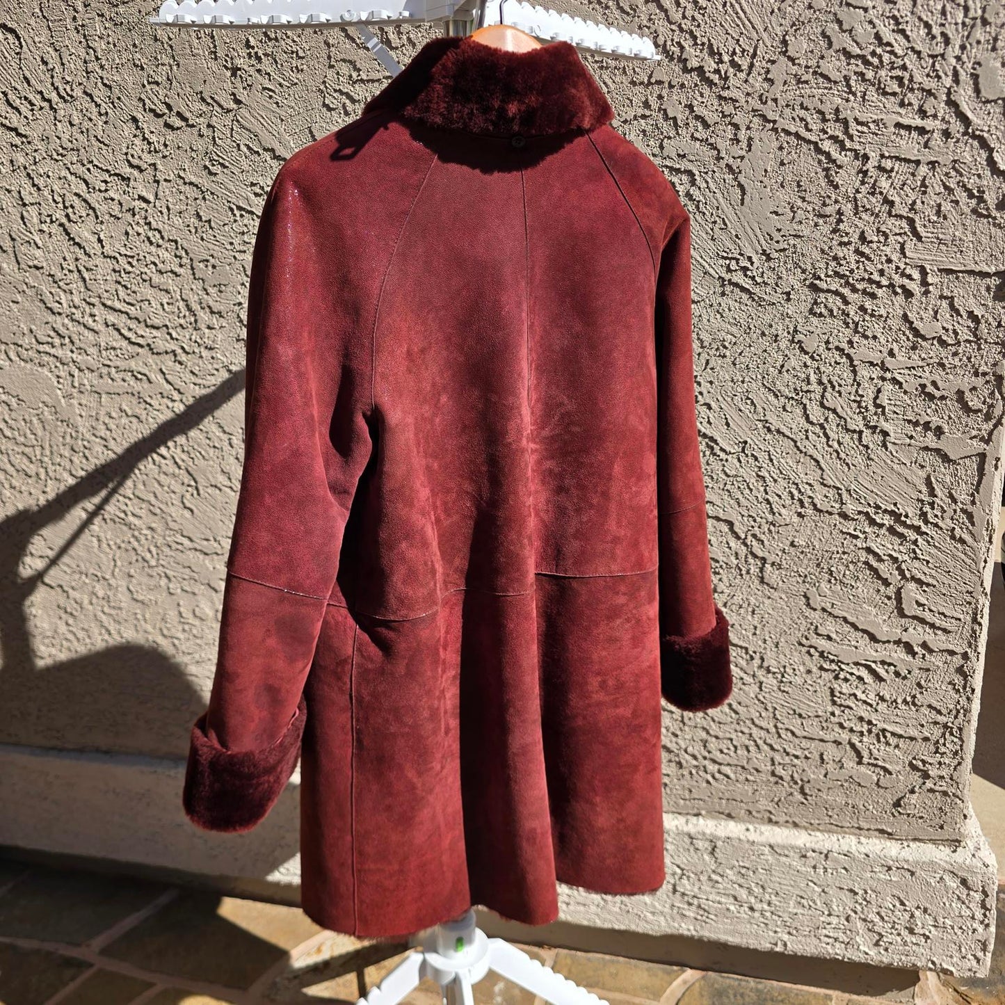 Designer Ilgazli Burgundy Genuine Shearling Lambskin Jacket w/ Detachable Hood