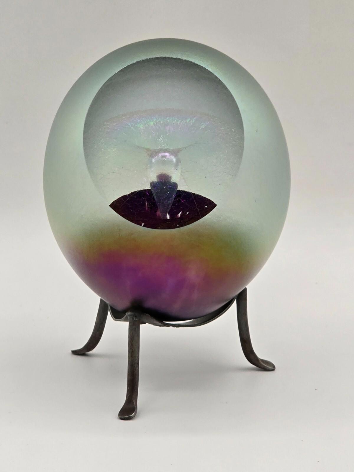 Robert Eickholt "Dichroic Veil Fountain" Paperweight W/ Custom Stand