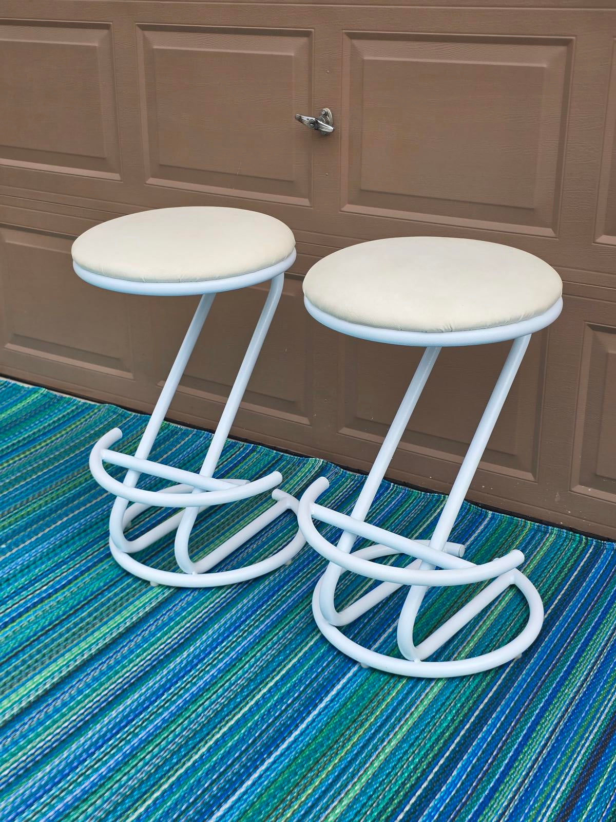 Pair of MCM/ Post Modern Backless Counter/Barstools