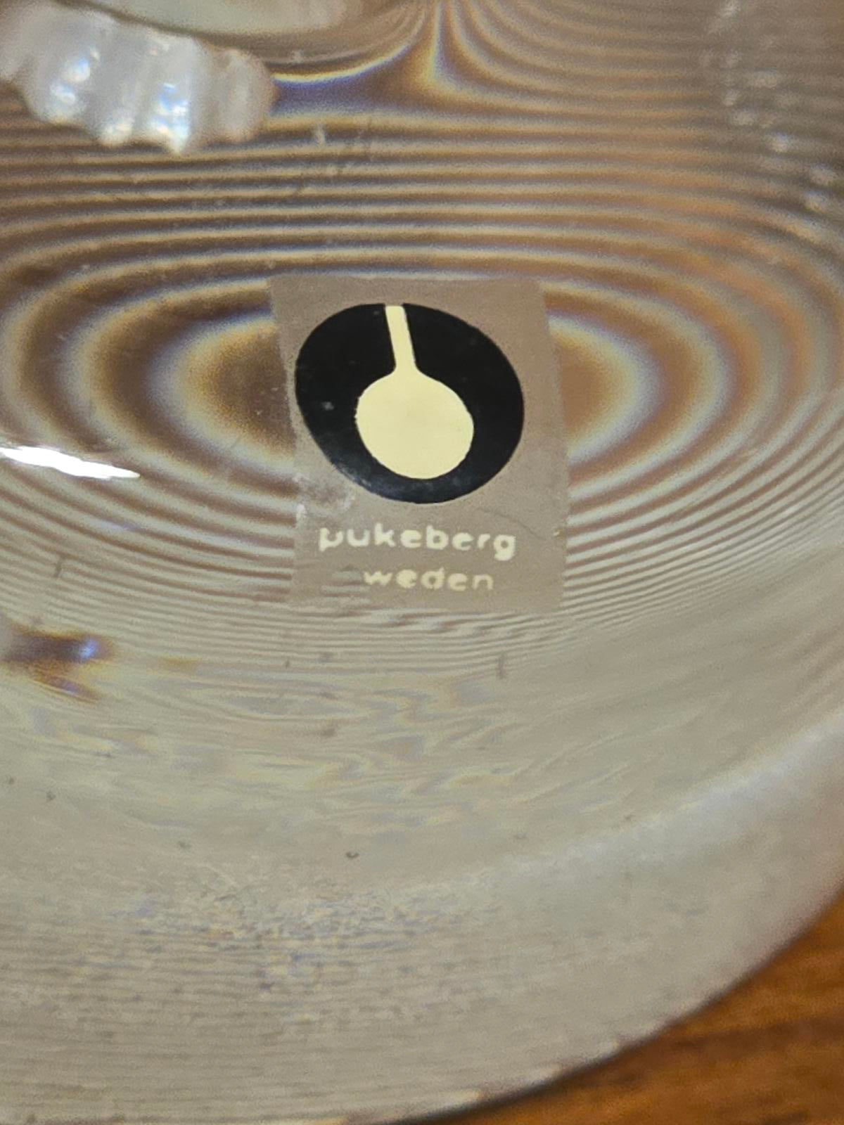 Vintage MCM Pukeberg Sweden Glass Candle Holders