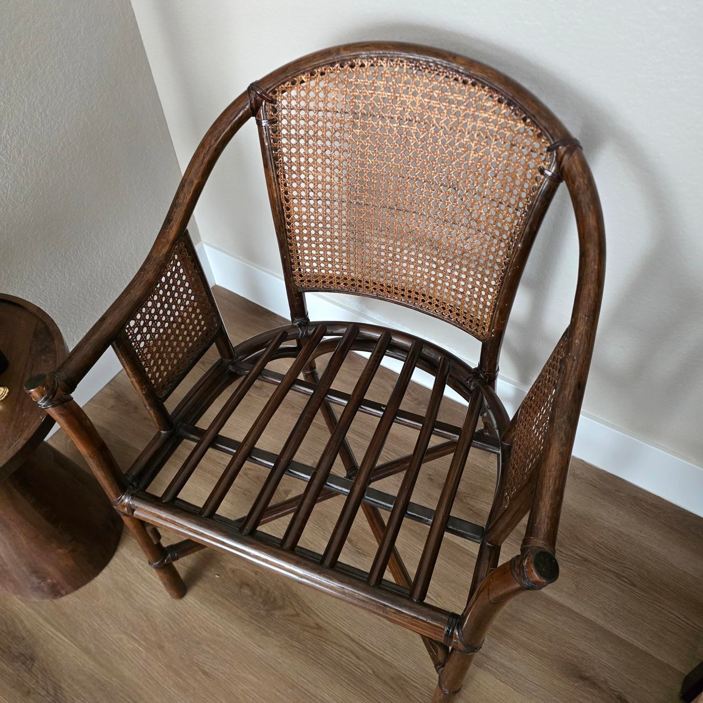 Vintage McGuire Style Faux Bamboo and Rattan Cane Chair