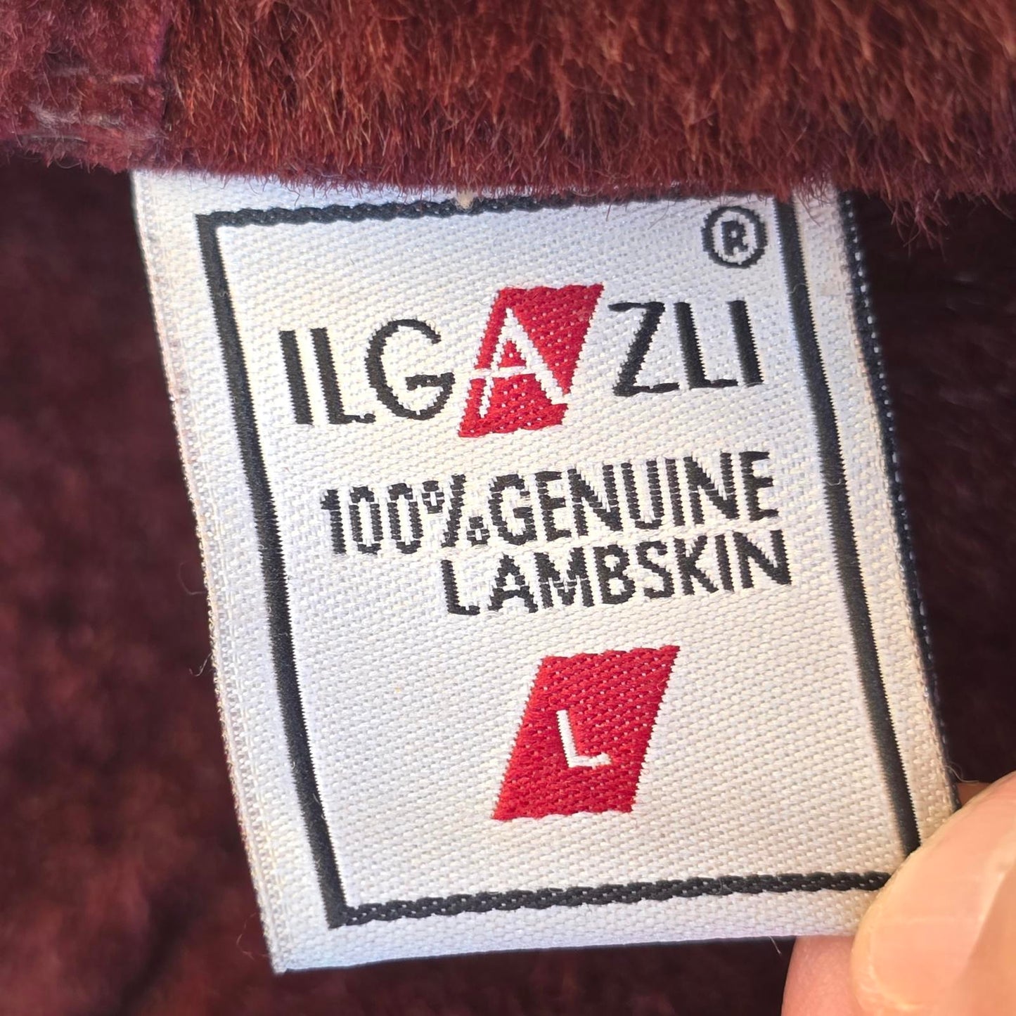 Designer Ilgazli Burgundy Genuine Shearling Lambskin Jacket w/ Detachable Hood
