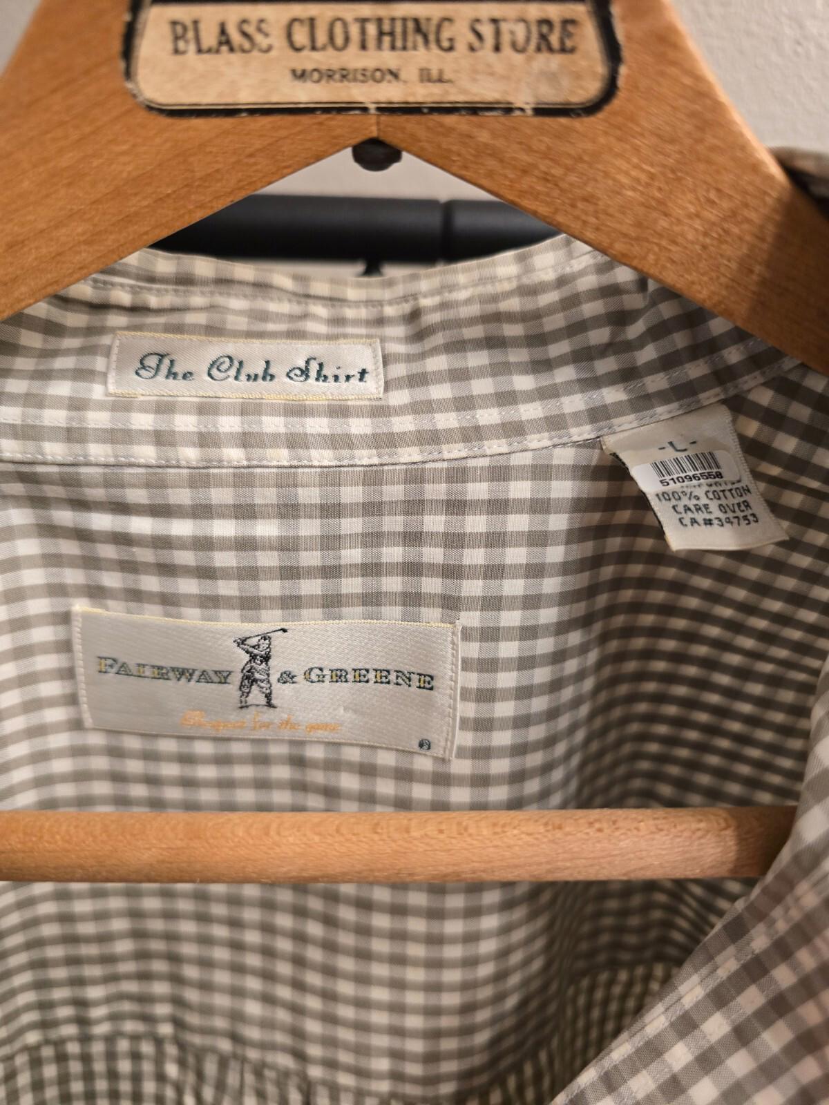 Fairway & Greene Men's Green Checked Club Shirt - Large