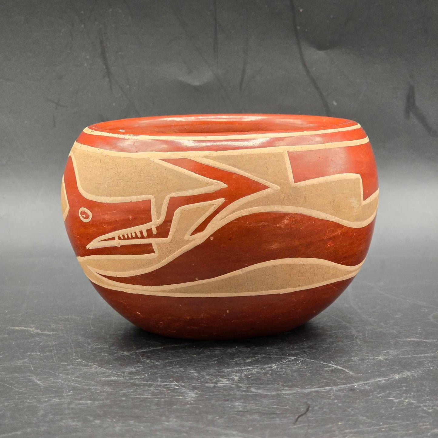 Vintage Santa Clara Pueblo Redware Bowl