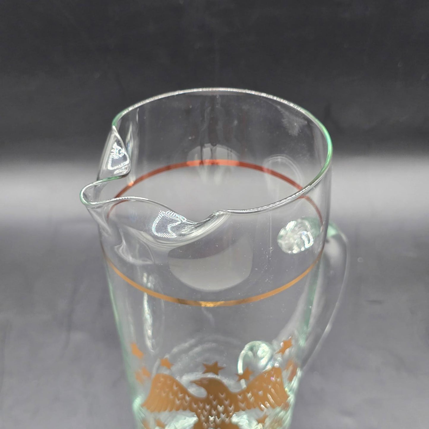 Vintage MCM Americana Eagle Glass Pitcher with Stirrer