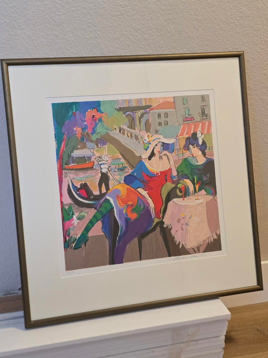 Isaac Maimon "City Cafes-Venice" Serigraph on Paper