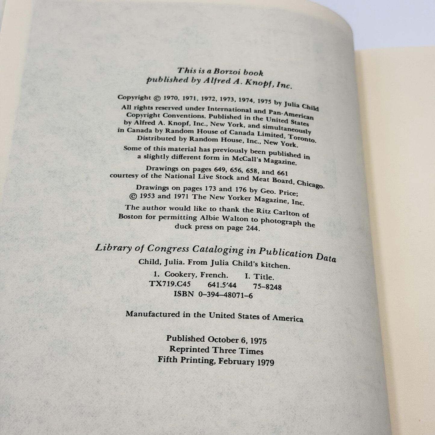 Vintage "From Julia Child's Kitchen" Cook Book