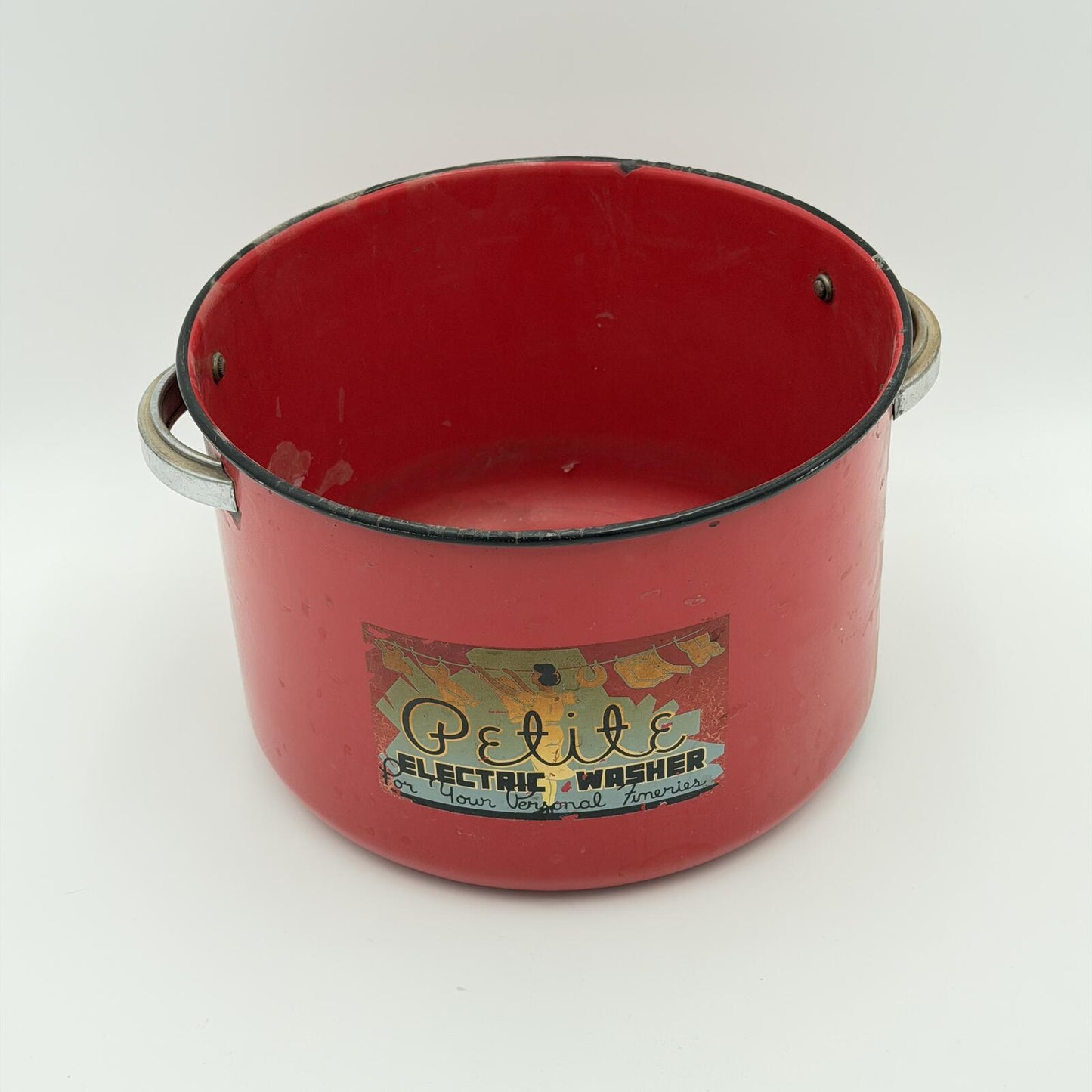 Vintage Red Enamel "Petite Electric Washer" Pot