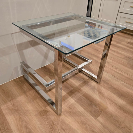 Vintage Post Modern Glass and Chrome Table