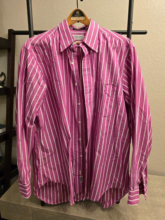 Tuttle Golf Collection Pink Striped Dress Shirt - Large