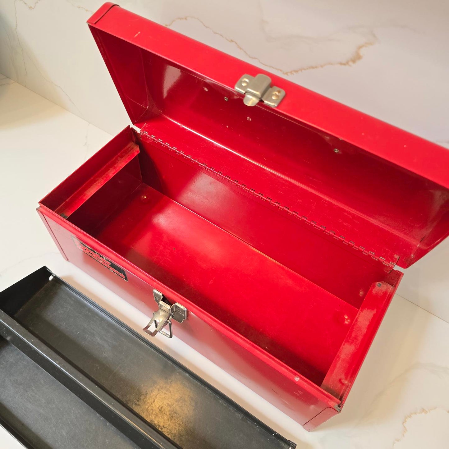 Vintage Popular Mechanics Red Metal Tool Box