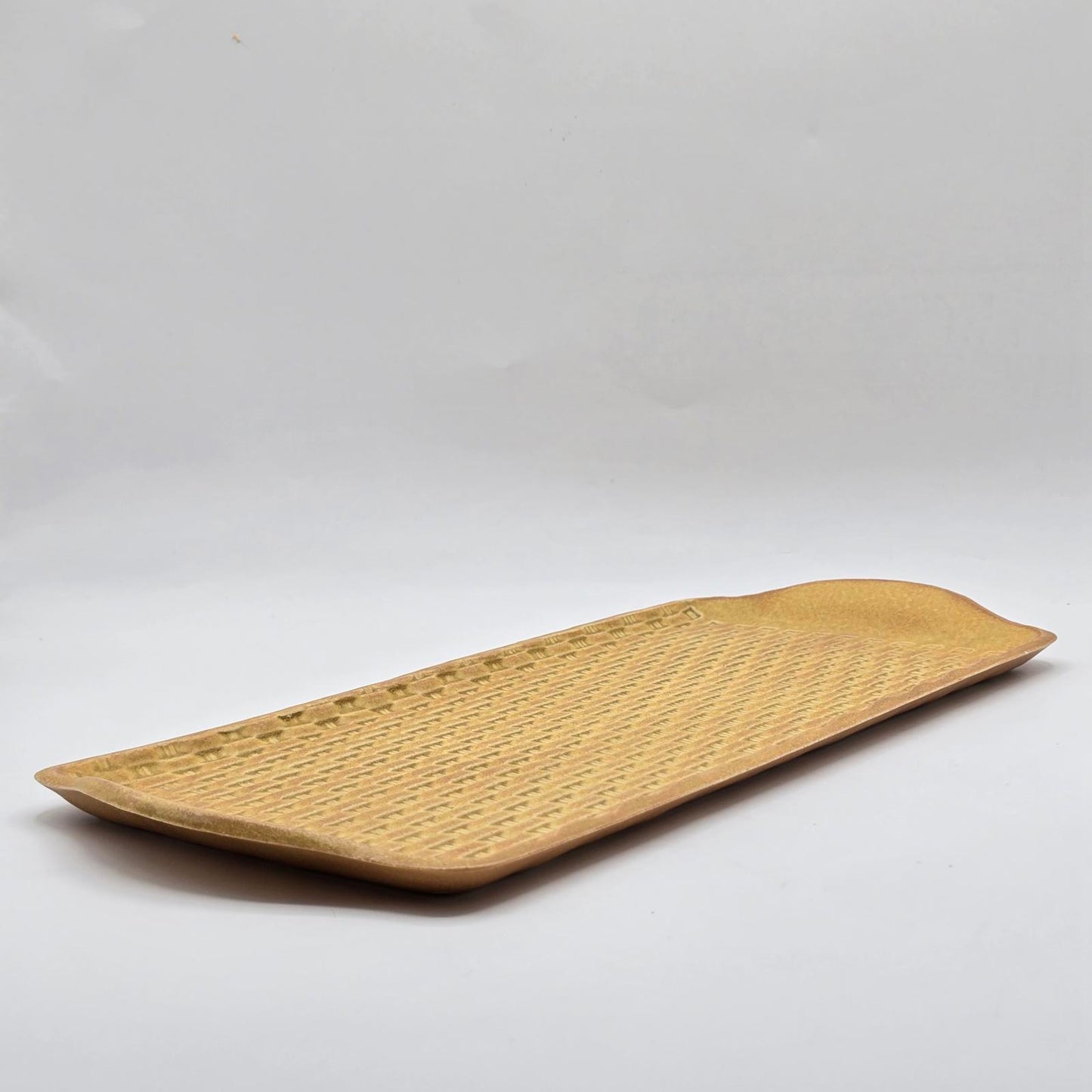 Handcrafted Studio Pottery Basket Weave Pattern- Large Serving Dish/Tray