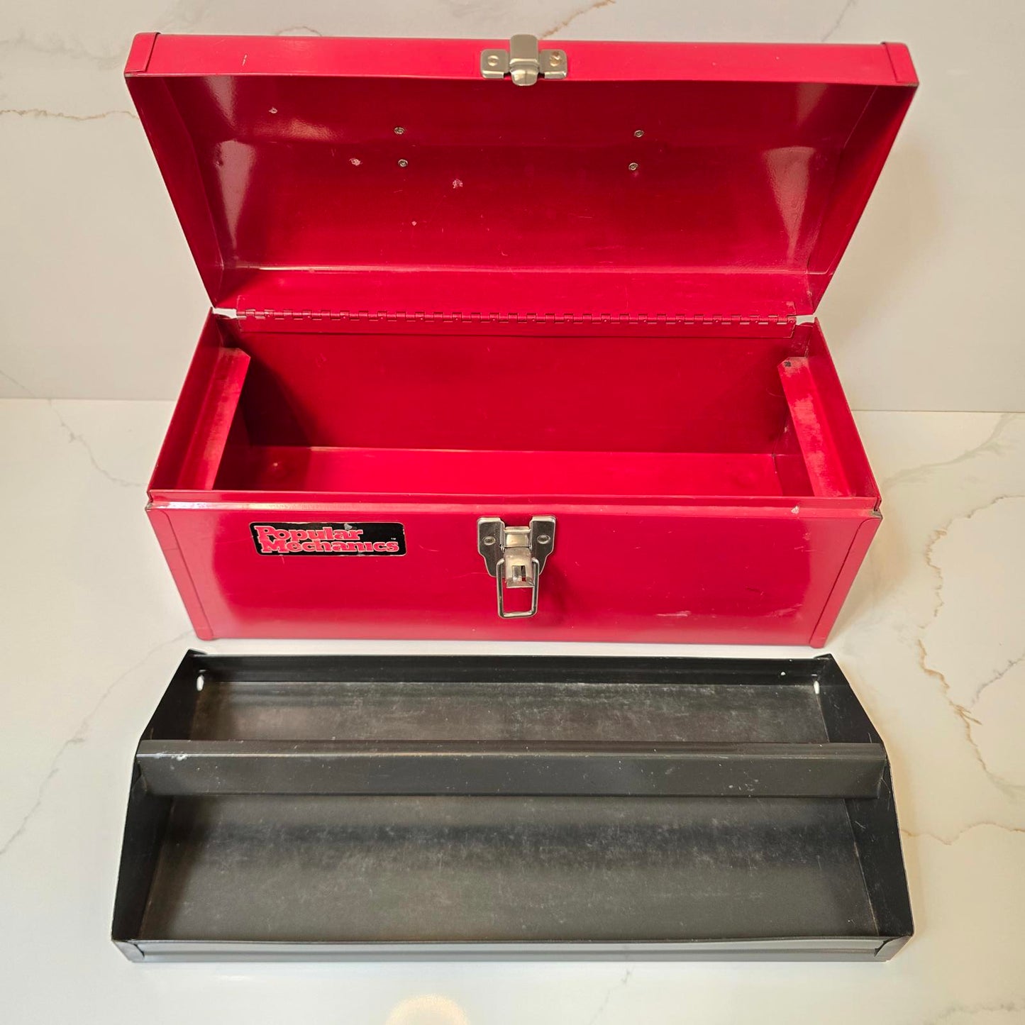 Vintage Popular Mechanics Red Metal Tool Box
