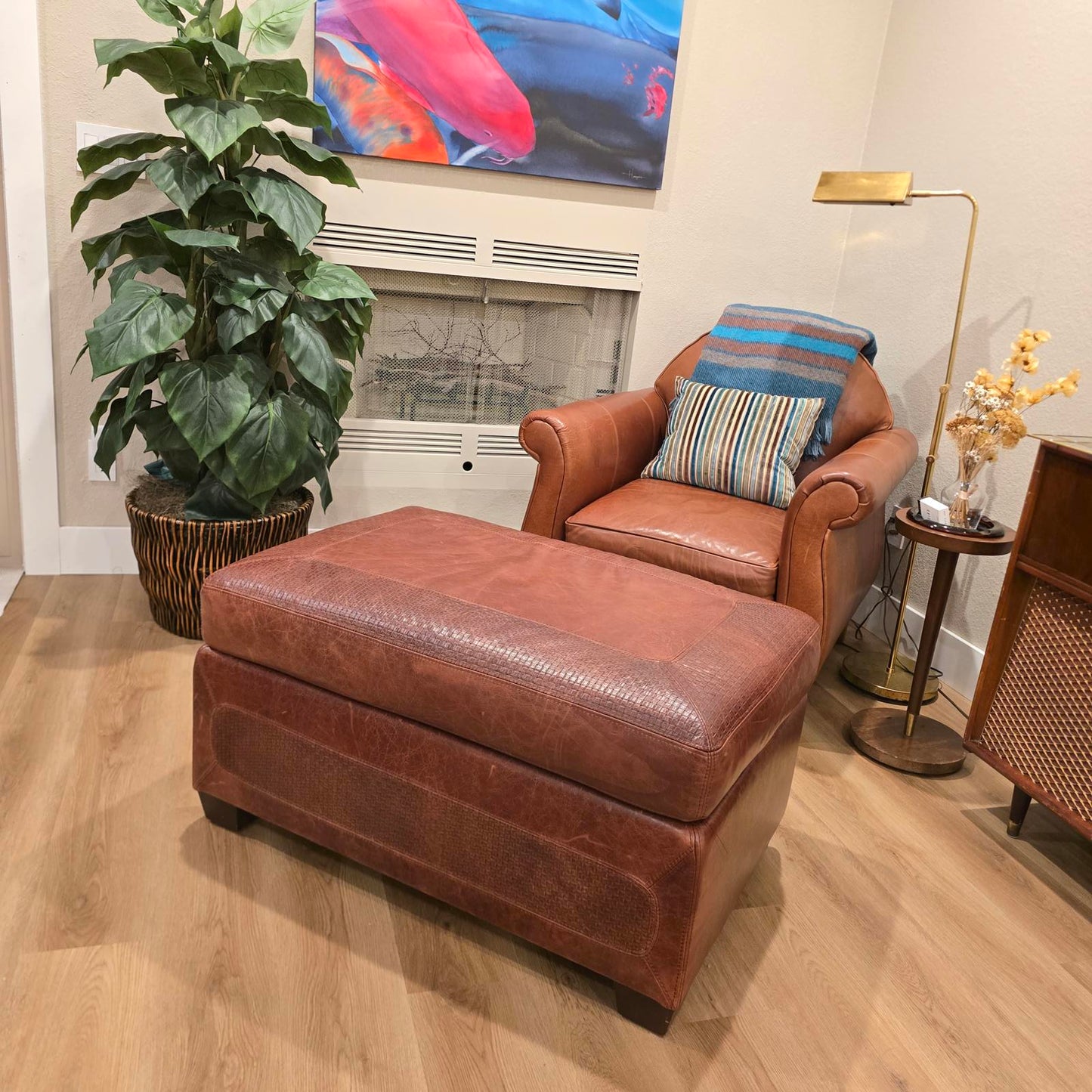 Stickley "Santa Fe" Style Leather Ottoman By Creative Leather