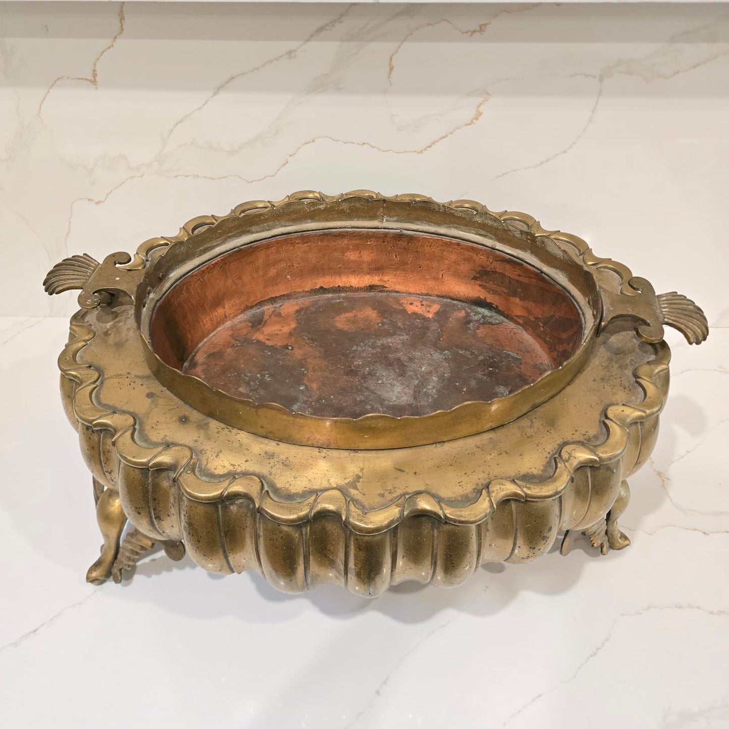 Antique 19th Century Turkish Brass and Copper Brazier