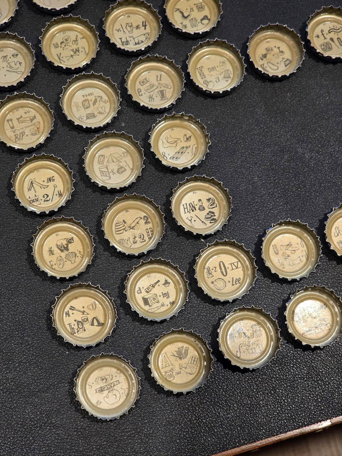 Set of 69 Falstaff Beer Rebus/Puzzle Bottle Caps