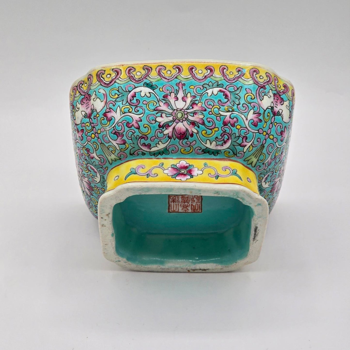 Antique Chinese Rose Famille Footed Porcelain Bowl