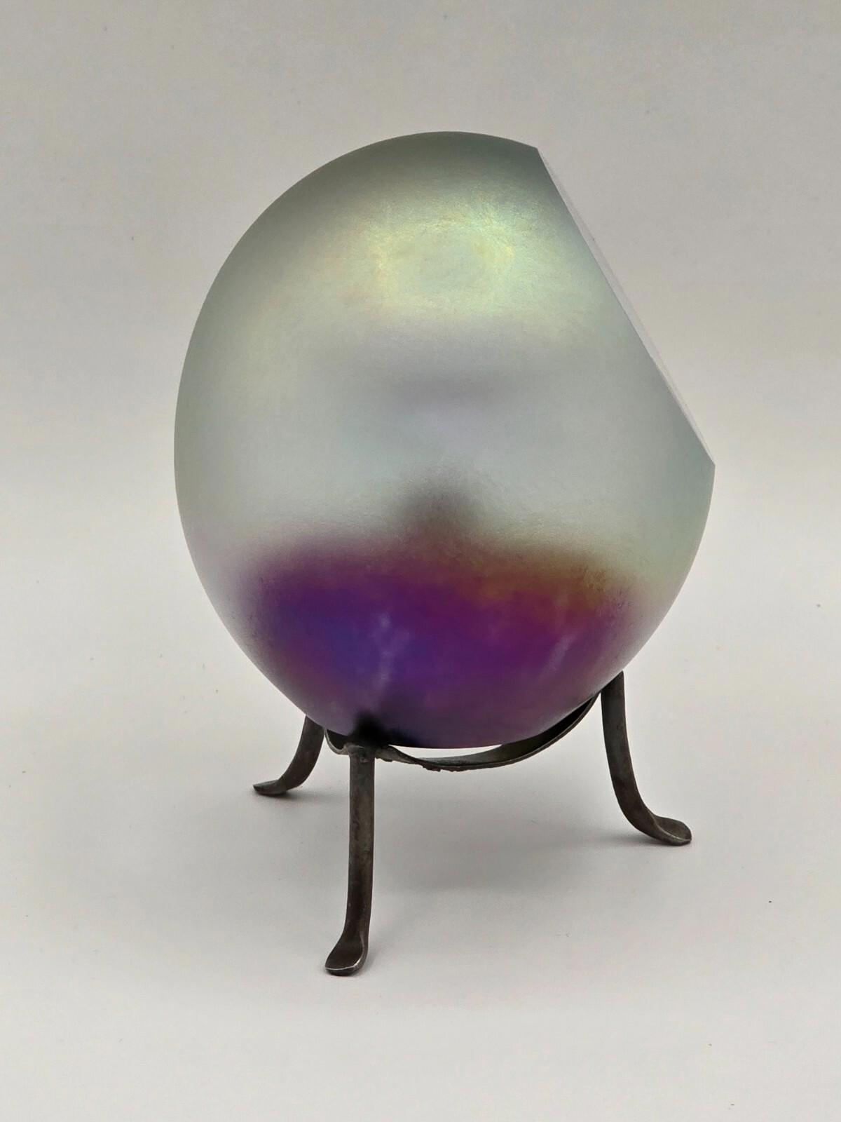 Robert Eickholt "Dichroic Veil Fountain" Paperweight W/ Custom Stand