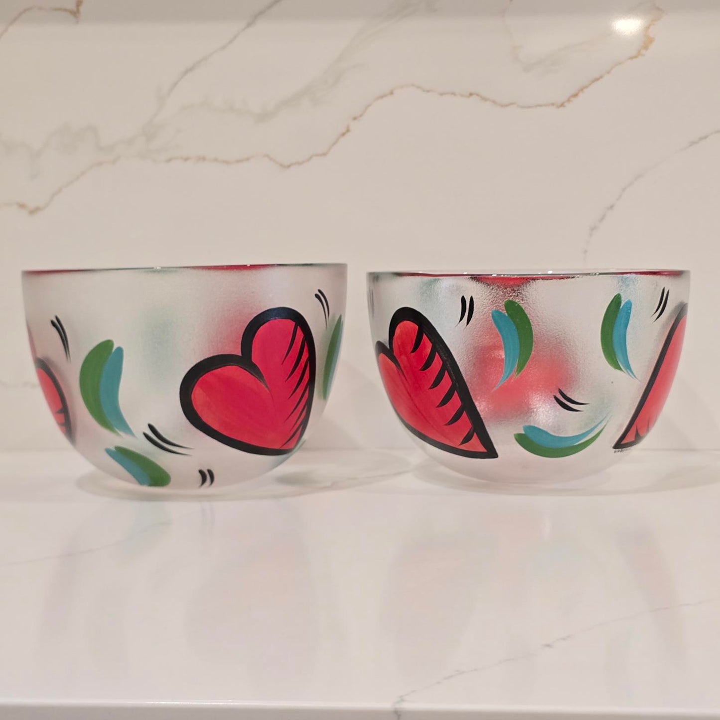Kosta-Boda Hand-Painted Large Floating Hearts Bowl- Priced Individually, 2 Avail