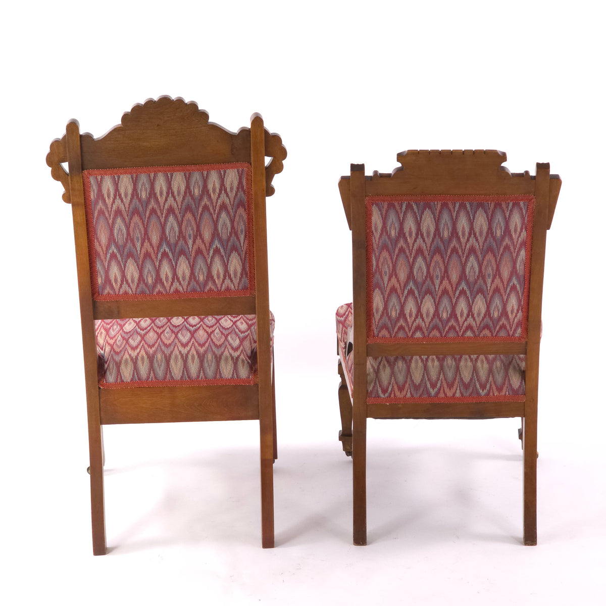 Antique Victorian Eastlake Style, Parlor Accent Chairs — full view