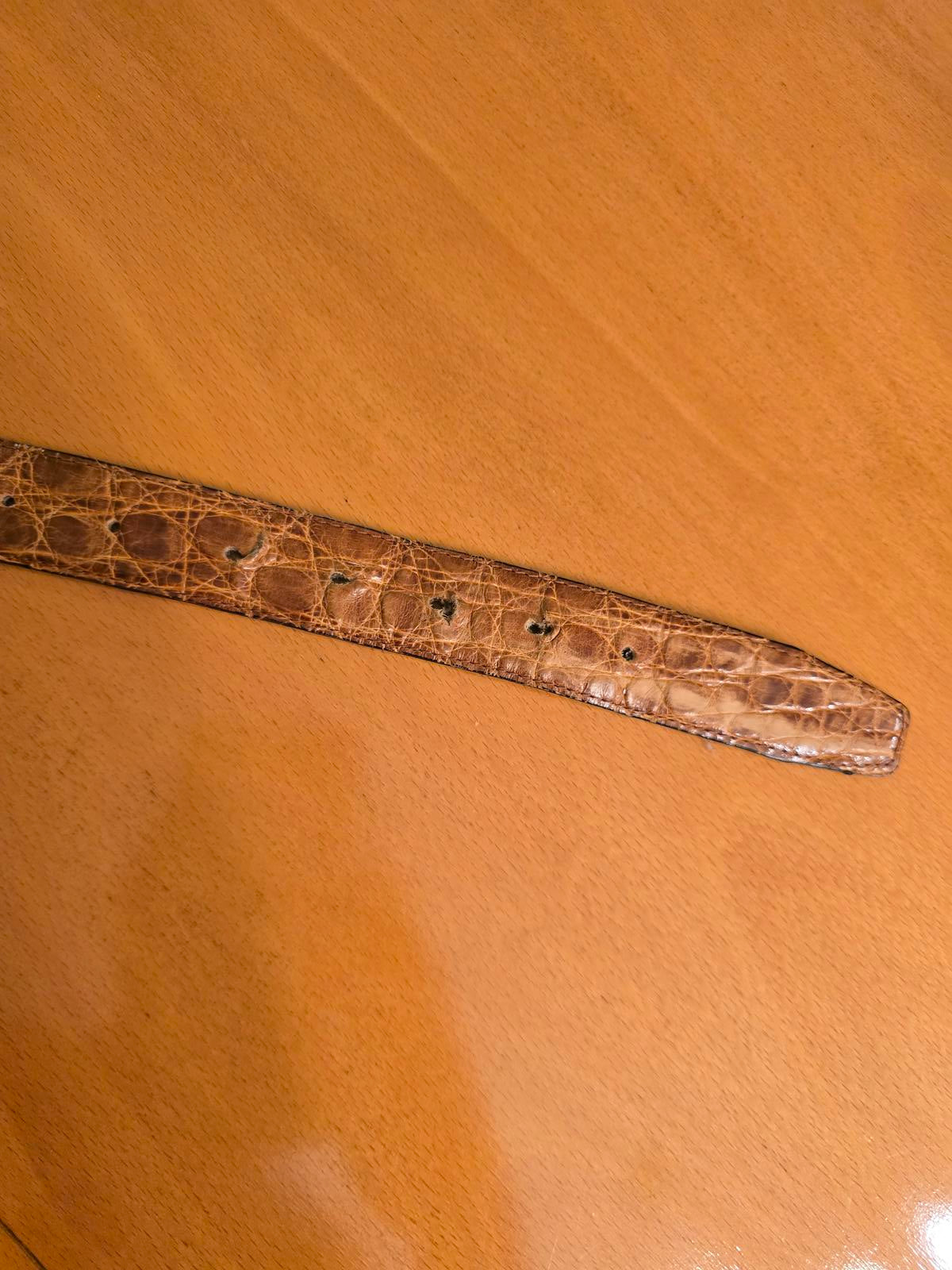 Leonardo Rinaldi Caiman Crocodile Belt- Brown, Size ~33