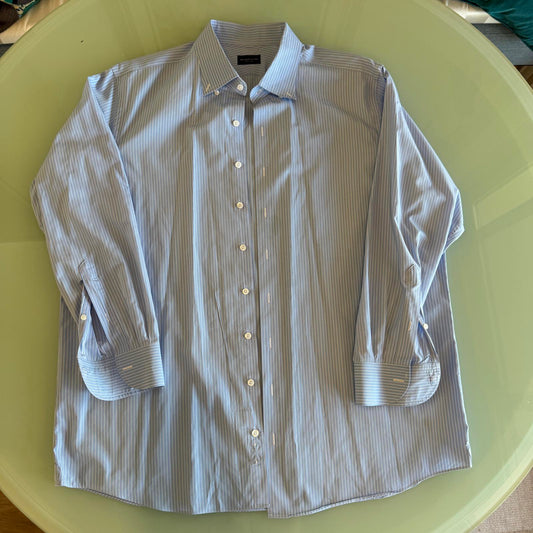 Proper Cloth - Custom Made Blue with White Pinstripe Men's Dress Shirt