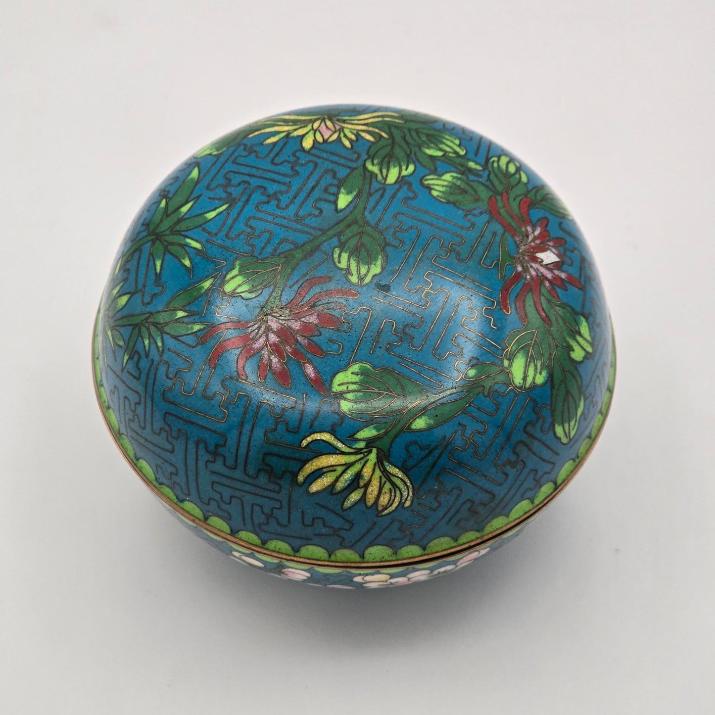 Vintage Chinese Cloisonne Trinket Box w/Lid