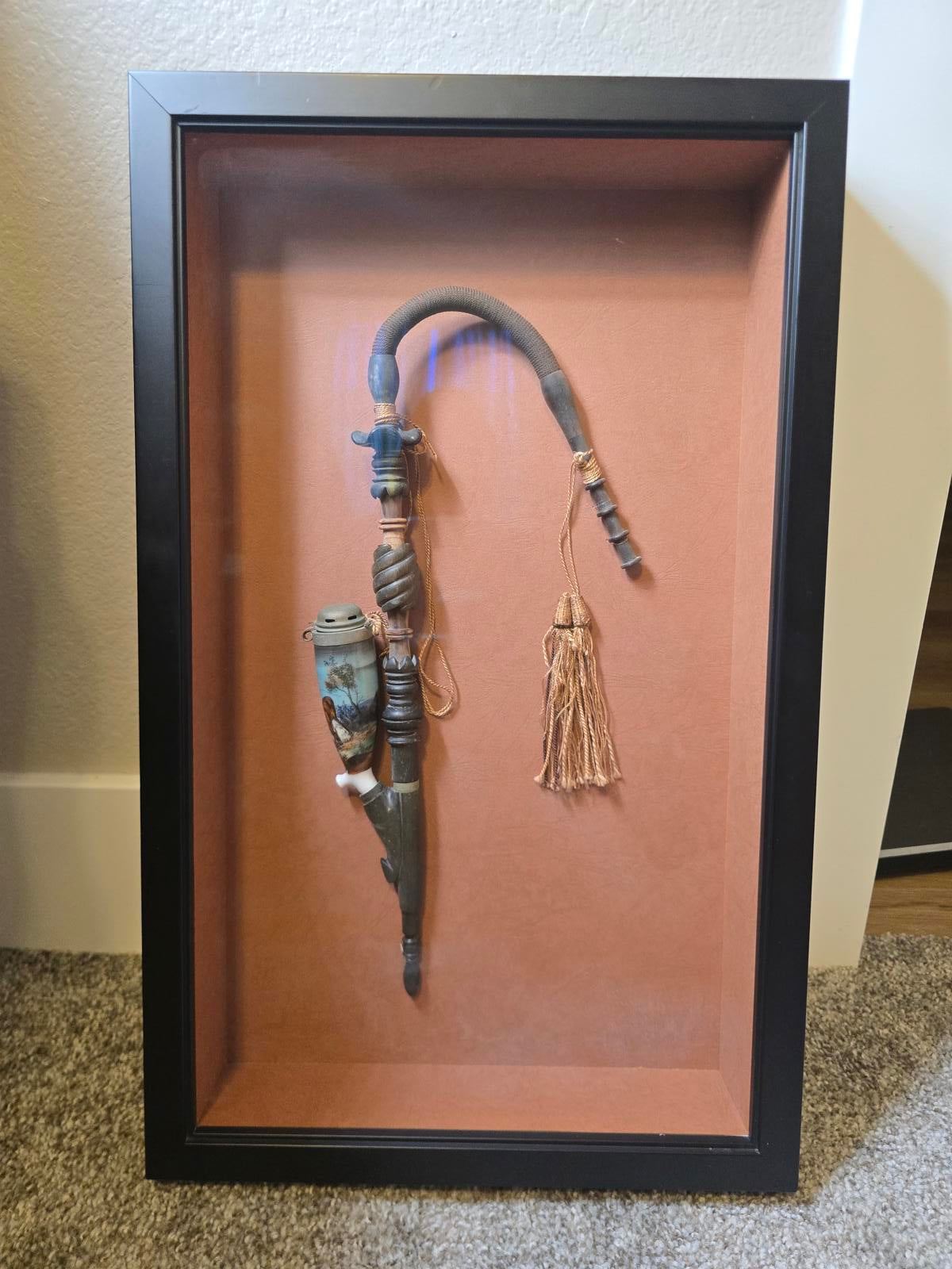 Framed Antique German or Bavarian Hunter's Pipe