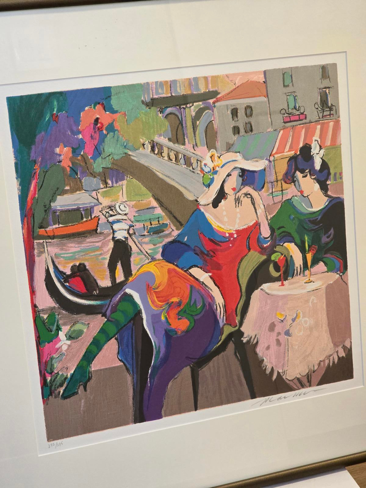 Isaac Maimon "City Cafes-Venice" Serigraph on Paper