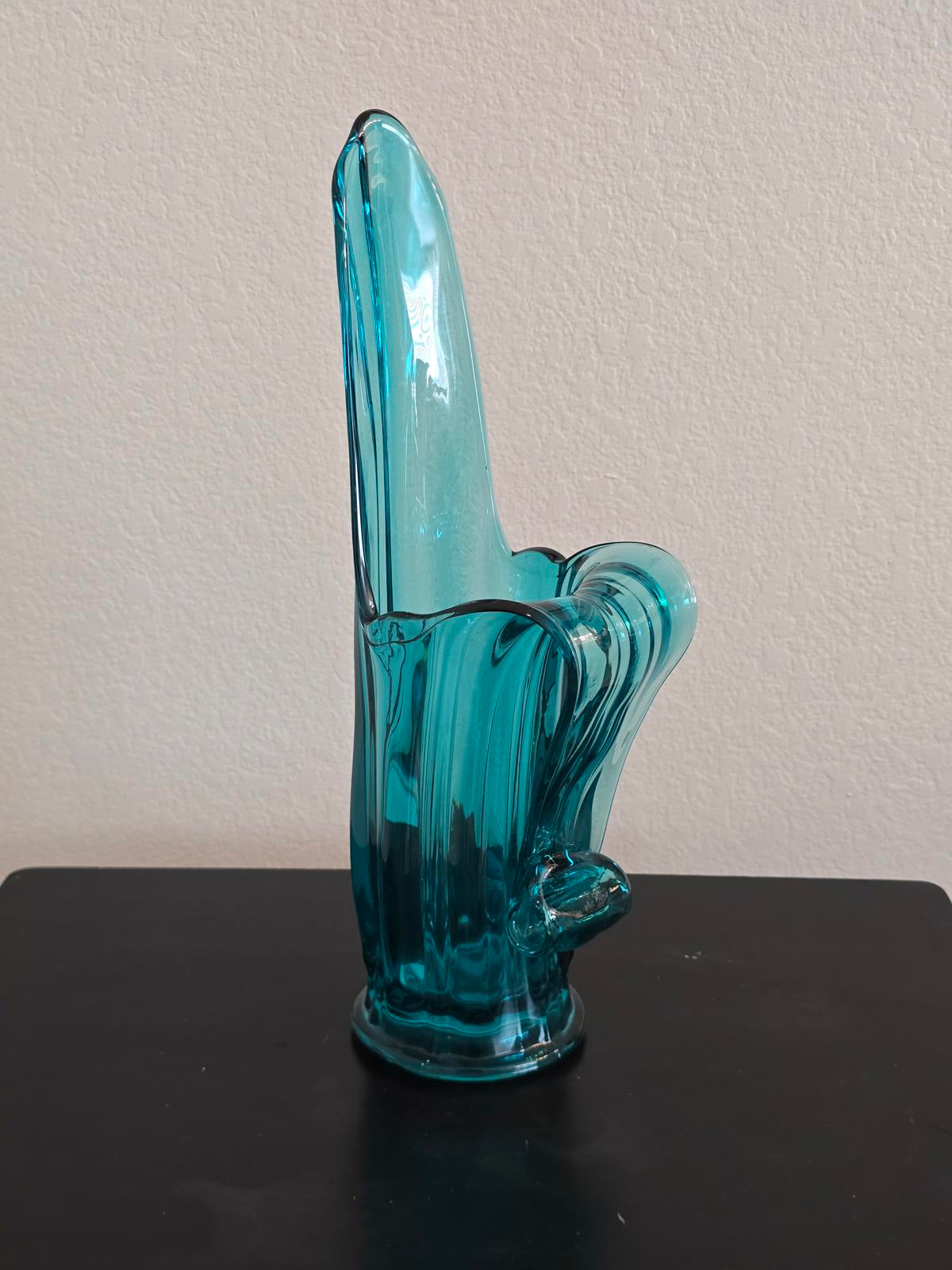 Vintage MCM L.E. Smith Peacock Blue Swung Pitcher/Vase