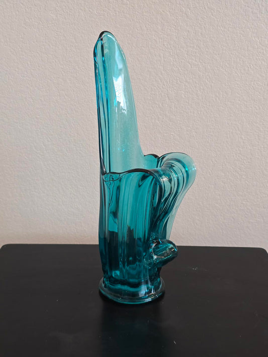 Vintage MCM L.E. Smith Peacock Blue Swung Pitcher/Vase