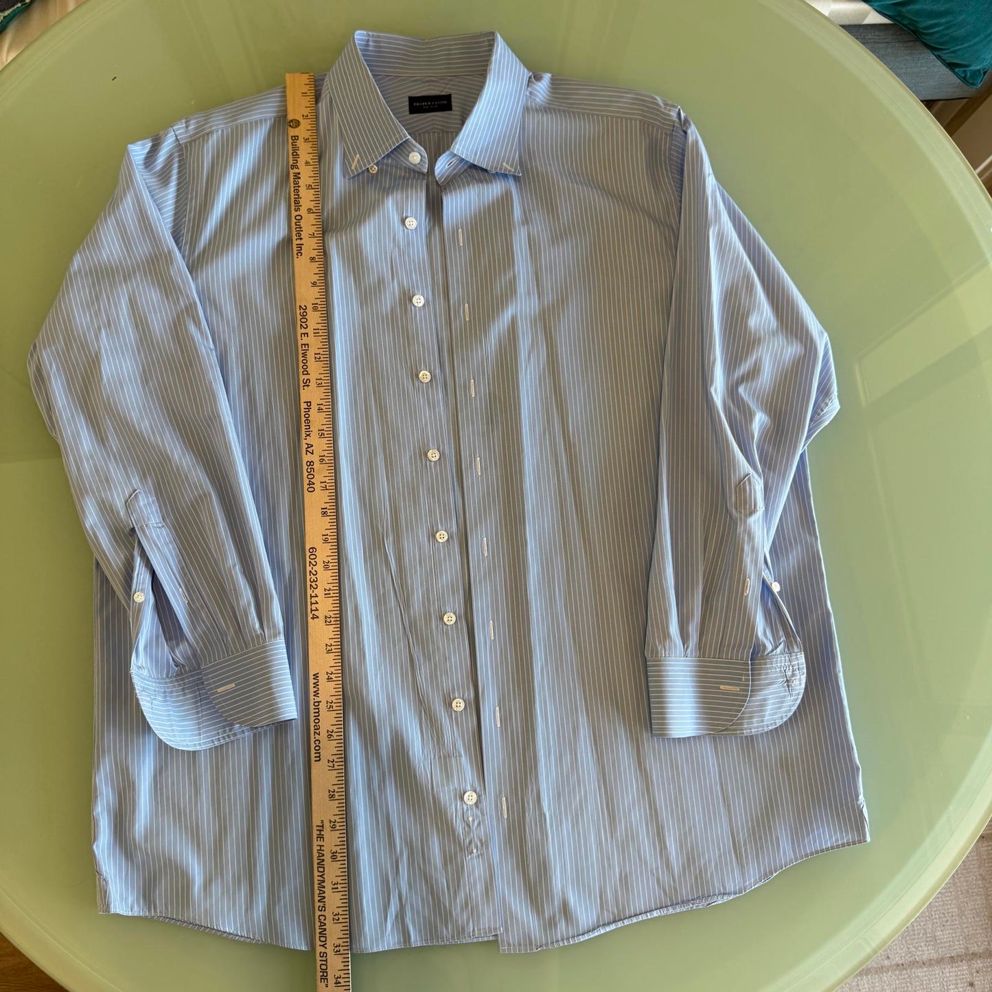 Proper Cloth - Custom Made Blue with White Pinstripe Men's Dress Shirt