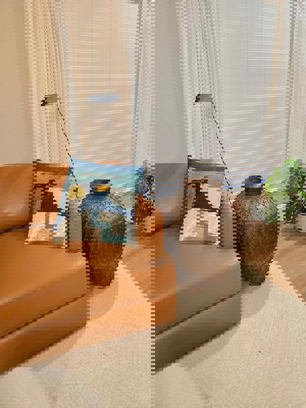 Vintage Large, Leather-Wrapped, Iron African Pot