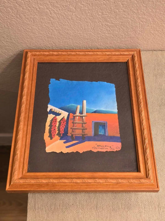 Geraldine Tso Original Painting on Paper-"Blue Day"