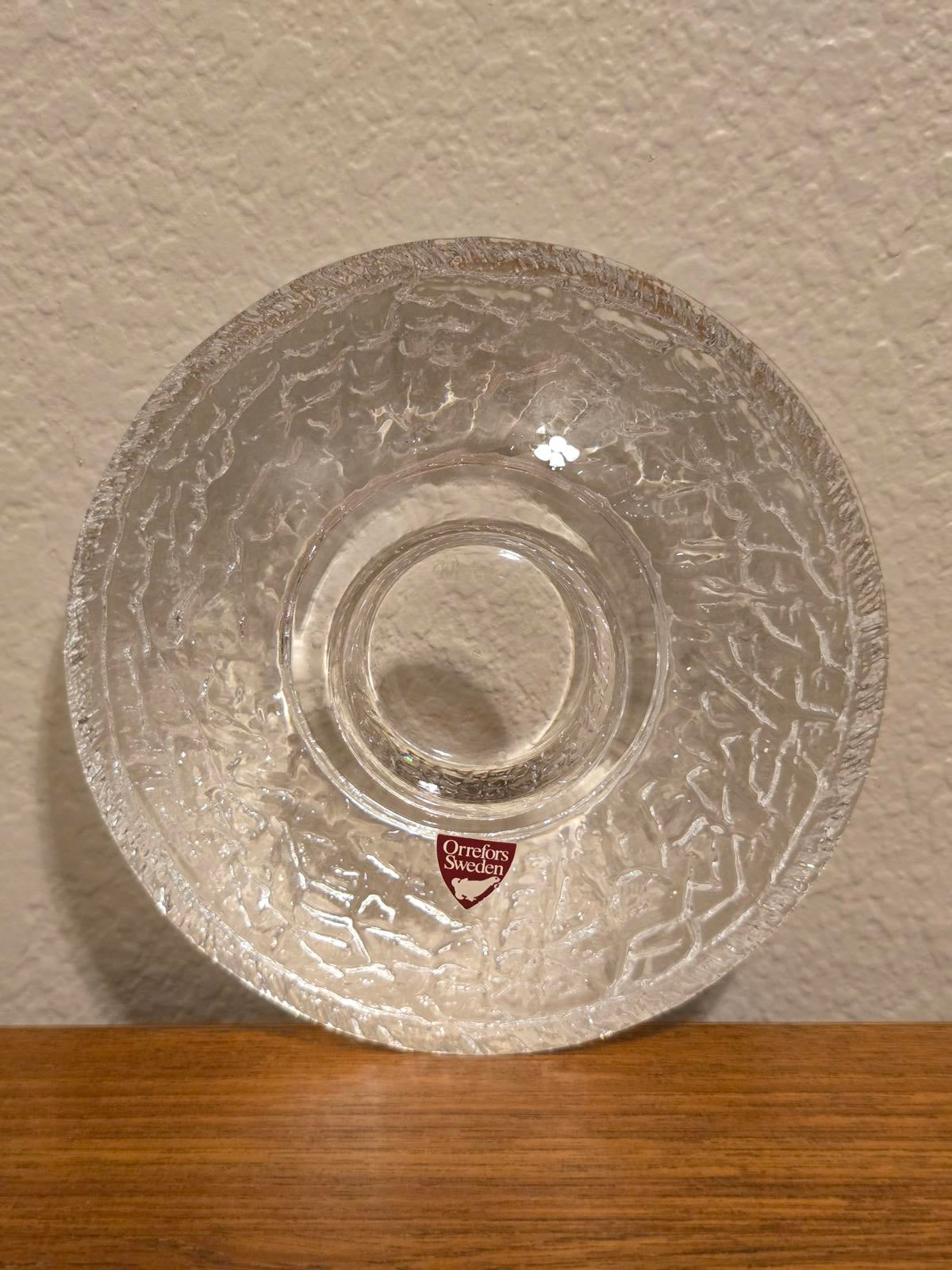 Orrefors Sweden Crystal Discus Votive Candle Holder
