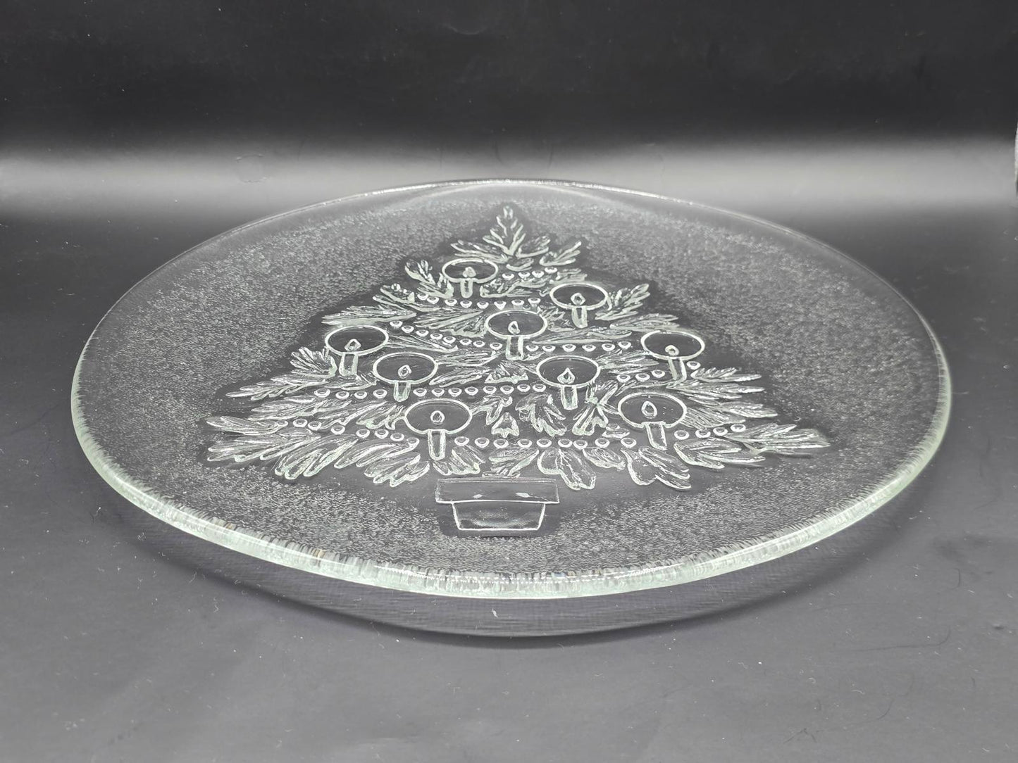 Vintage L.E. Smith Christmas Tree 13" Glass Platter
