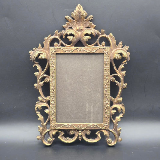 Vintage Ornate Cast Metal Frame with Antique Gold Finish