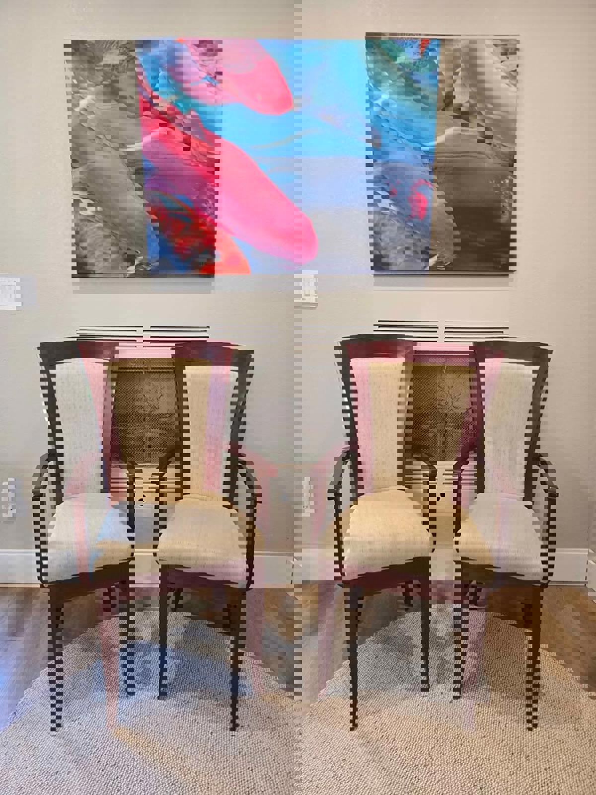 Elegant Pair of Armed Side Chairs