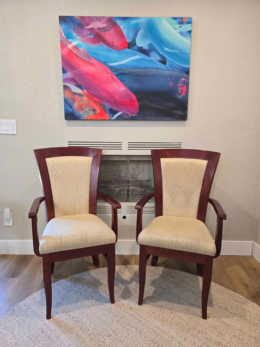 Elegant Pair of Armed Side Chairs