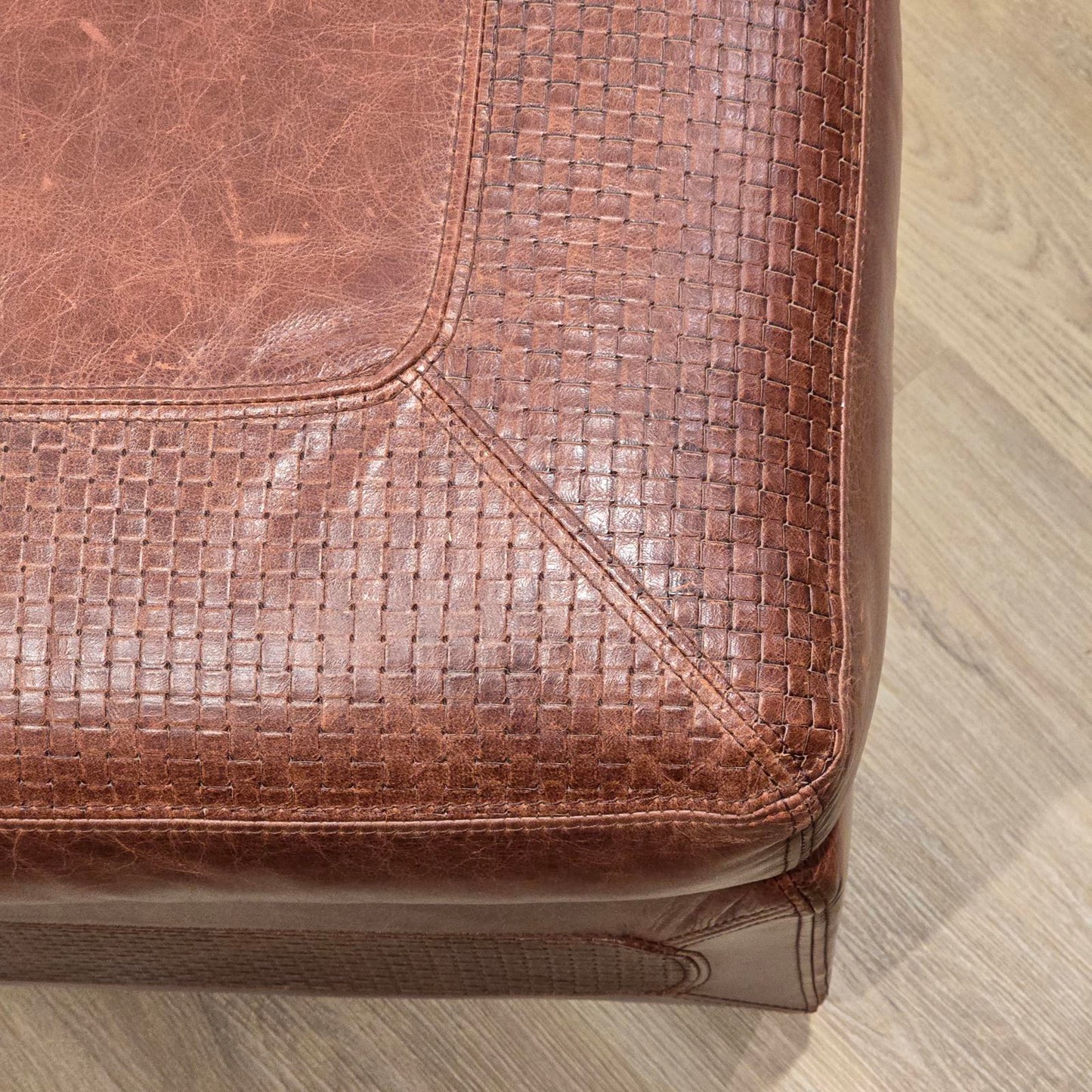 Stickley "Santa Fe" Style Leather Ottoman By Creative Leather