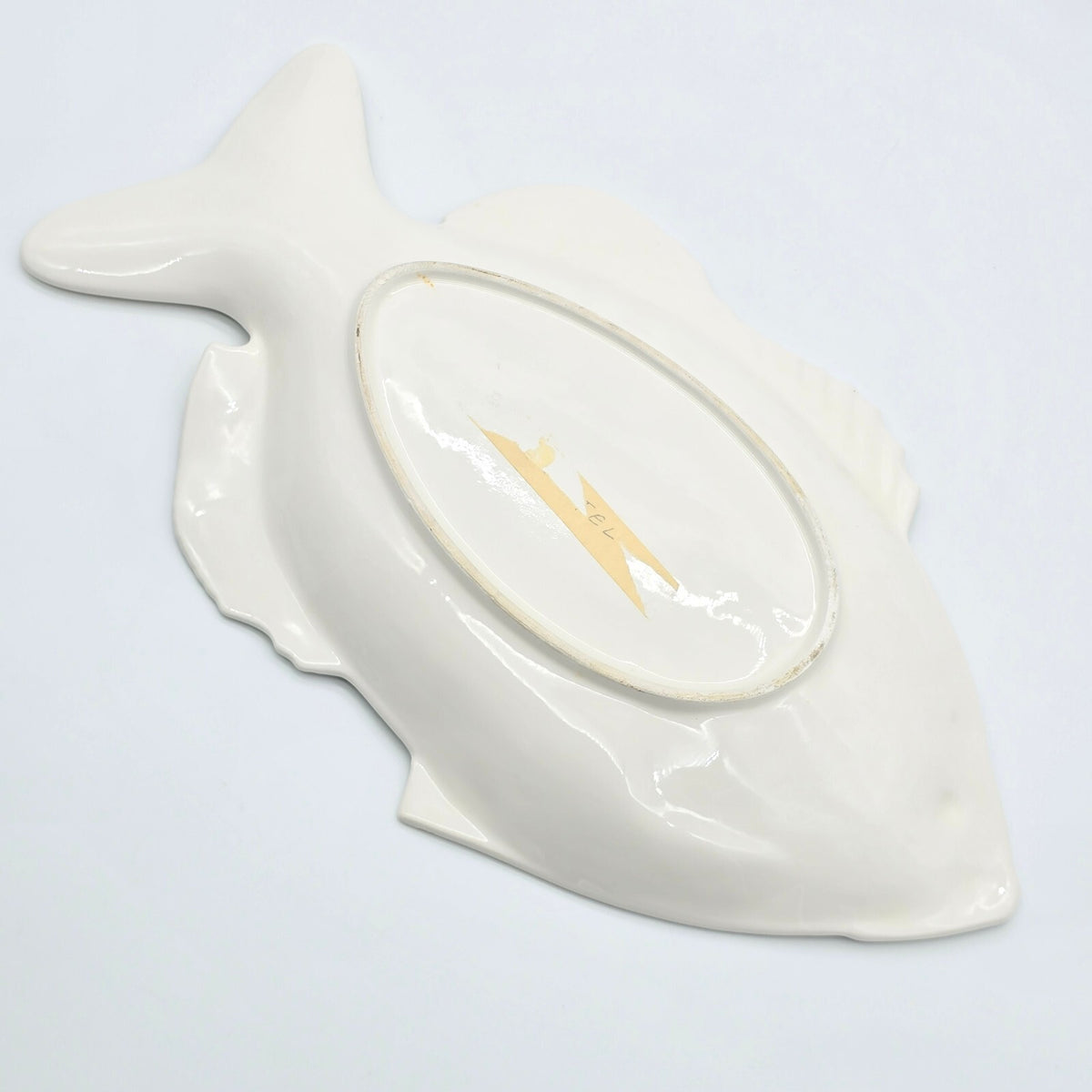 Large White Ceramic Fish Platter 18 Inch Coastal Nautical Centerpiece