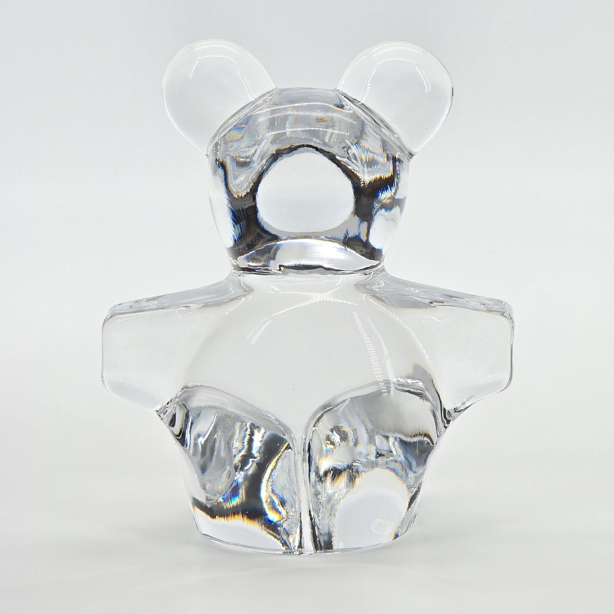 Vintage Daum France Signed Crystal Teddy Bear 5.5" Figurine / Paperweight