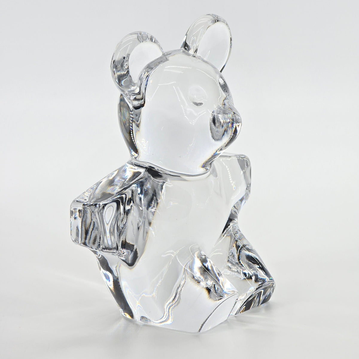 Vintage Daum France Signed Crystal Teddy Bear 5.5" Figurine / Paperweight