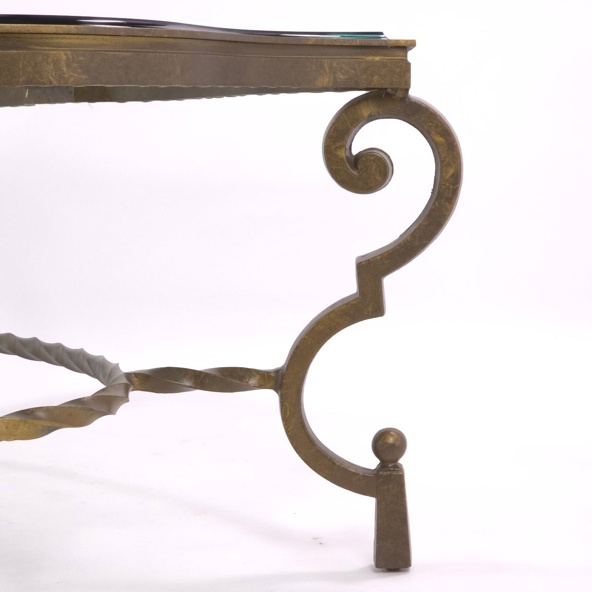 Vintage Hollywood Regency Gilt Wrought Iron & Beveled Glass Coffee Table