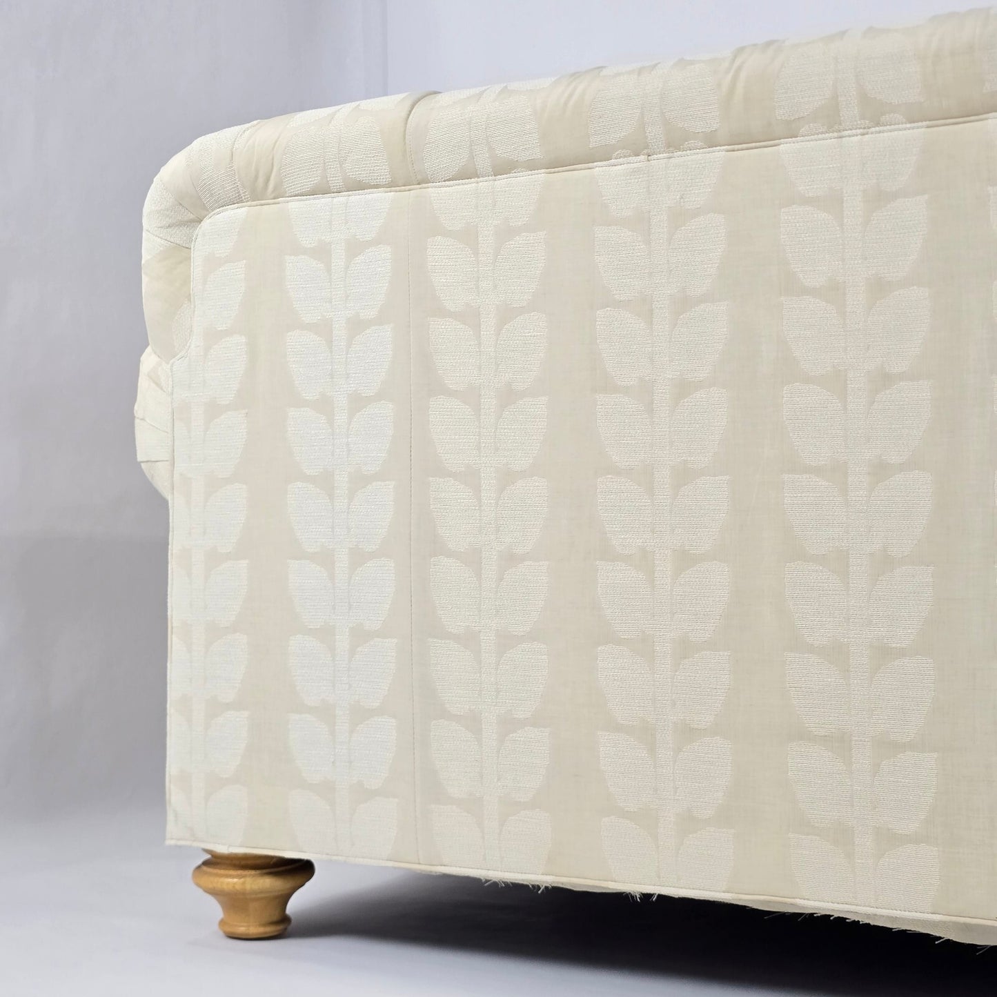 Kravet Luxury Custom Upholstered Sofa - Cream Botanical Print (87")