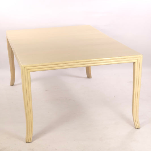 Vintage McGuire San Francisco Parsons Dining Table, Bone Ivory Rattan Designer Furniture, California Casual Coastal Decor