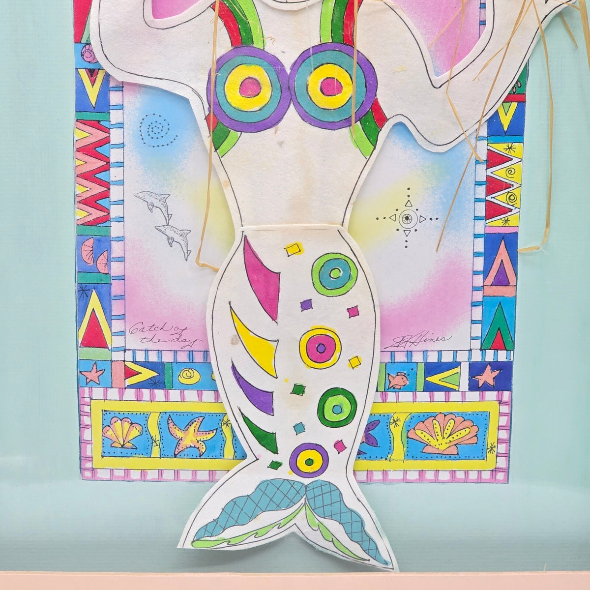 Catch of the Day - Original 3D Mermaid Shadowbox Wall Art - JJ Heine Folk Art