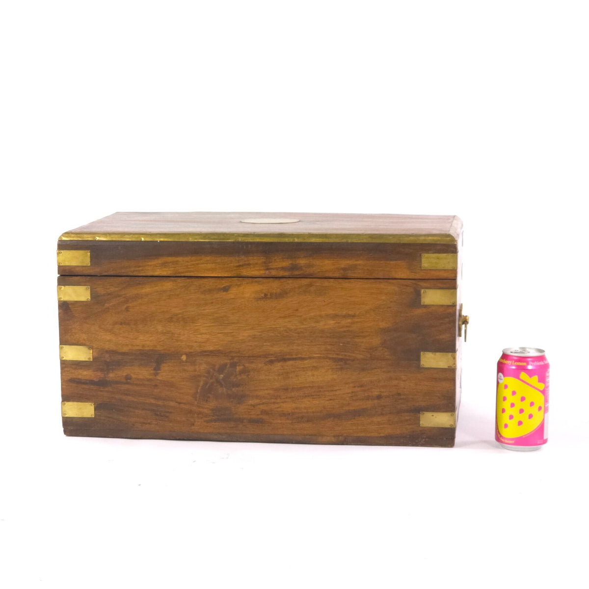 Antique 19th Century Walnut Campaign Chest - Brass Bound Hardwood Storage Box