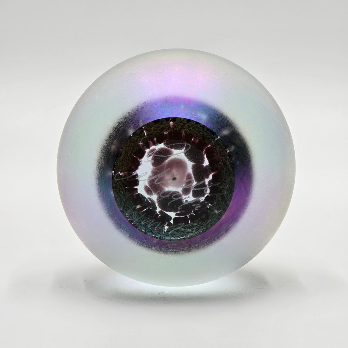 Robert Eickholt 1994 Dichroic Veil Fountain Paperweight With Stand